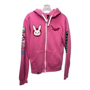 JINX Overwatch Hoodie D.Va Jacket Size Small Blizzard Zip Pink Full Zip
